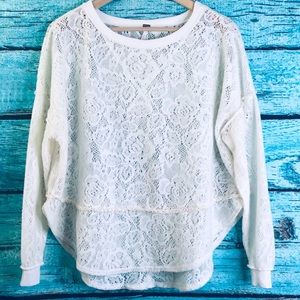 Free People Off White Lace Pullover Blouse